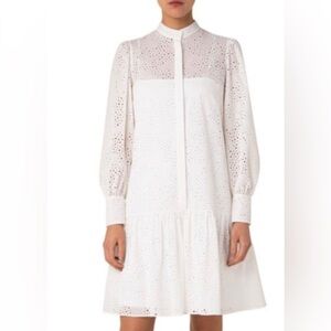AKRIS PUNTO. Eyelet Lace Flounce-Hem Dress. 8